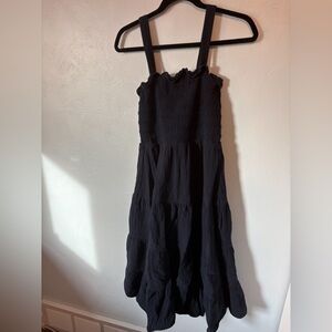 Navy Gauze Coastal Aesthetic Midi Dress Size M 100% cotton